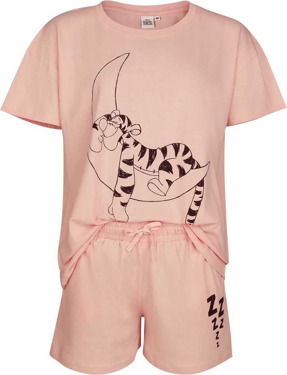 Winnie The Pooh - Disney Schlafanzug - Tiger On The Moon Solid - S bis XXL - für Damen - Größe S - rosa  - Lizenzierter Fanartikel