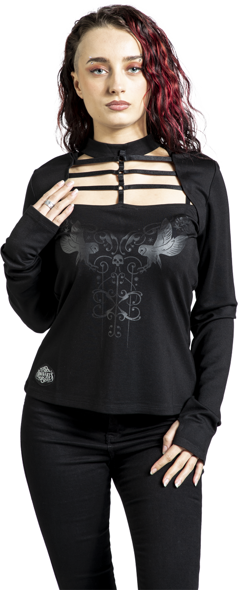 Thumbnail - Harry Potter Dark Academia Nocturnal Stroll with Owls Langarmshirt schwarz in S