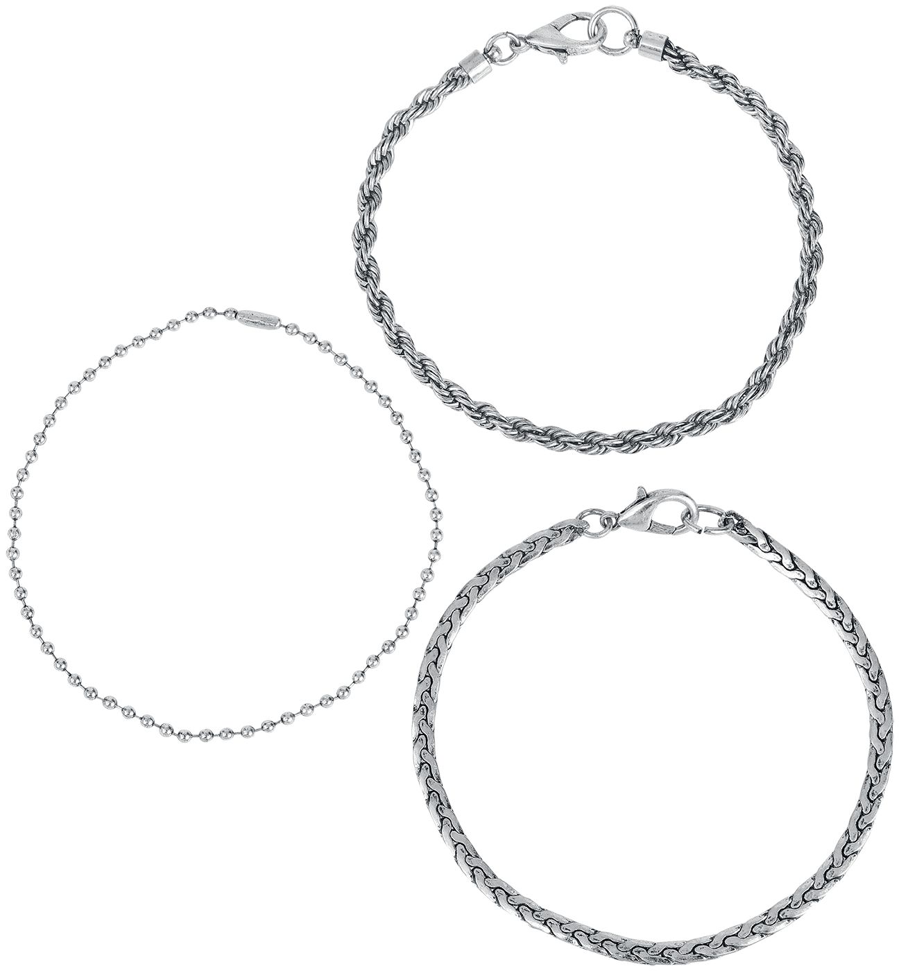 Black Premium by EMP Basic Twisted Chains Armband Set silberfarben  - Onlineshop EMP