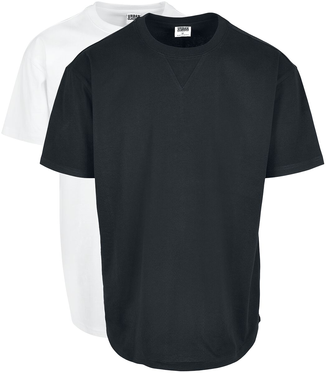 T-Shirts Urban Classics Organic Cotton Curved Oversized Tee 2-Pack T-Shirt sort-hvid