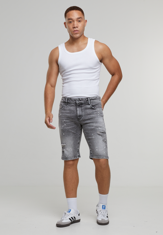 4255773734638 - VICTOR RIPPED SLIM FIT SHORTS-WASHED GREY Short grau in 33 4255773734638 - VICTOR RIPPED SLIM FIT SHORTS-WASHED GREY Short grau in 33