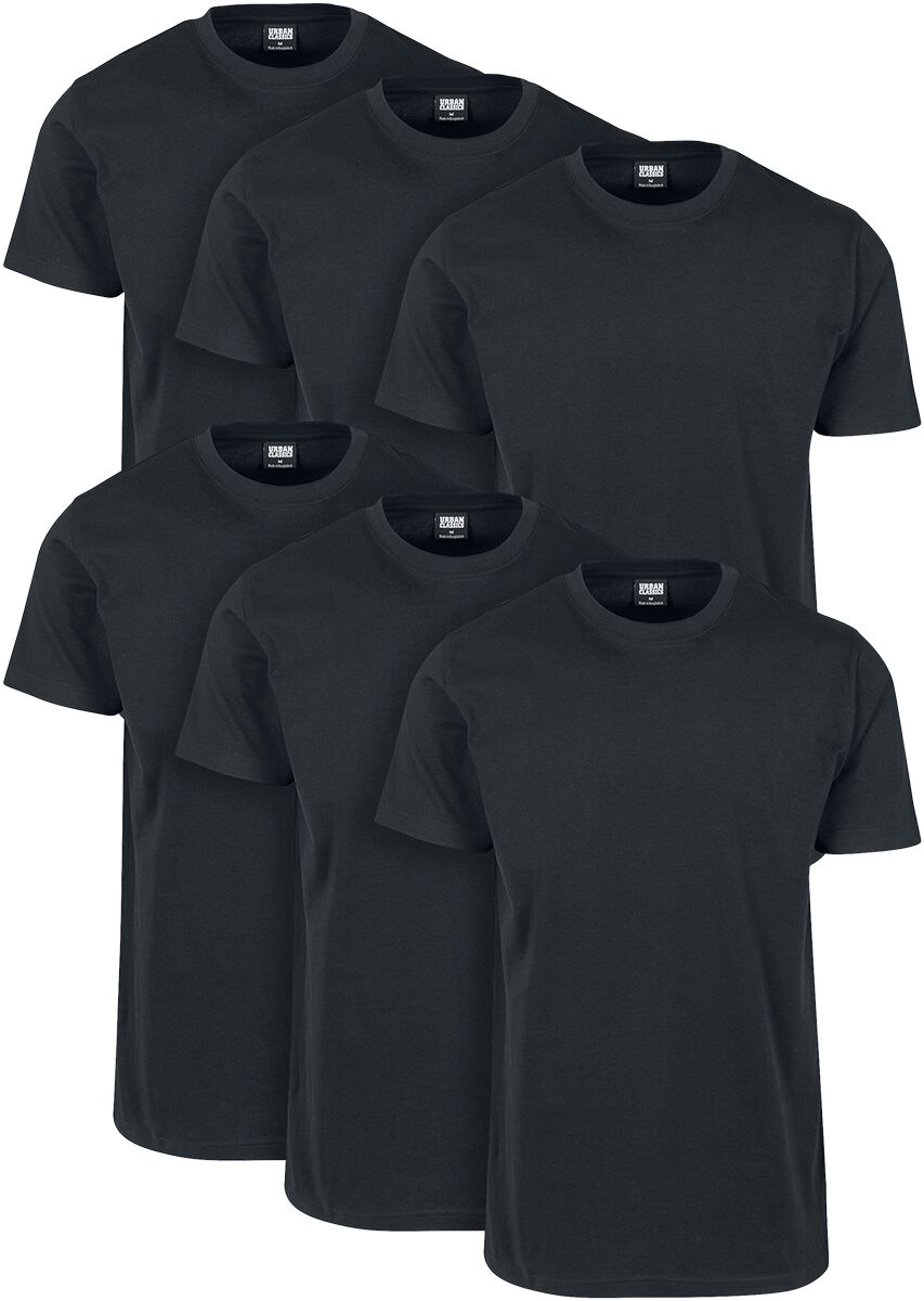 Image of T-Shirt di Urban Classics - Basic Tee 6-Pack - M a 5XL - Uomo - nero