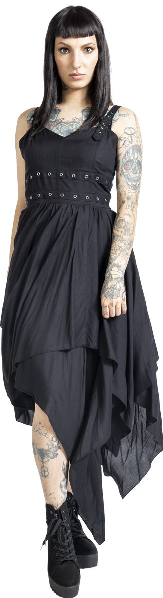 Thumbnail - Gothicana by EMP Straps And Tips Dress Mittellanges Kleid schwarz in XL