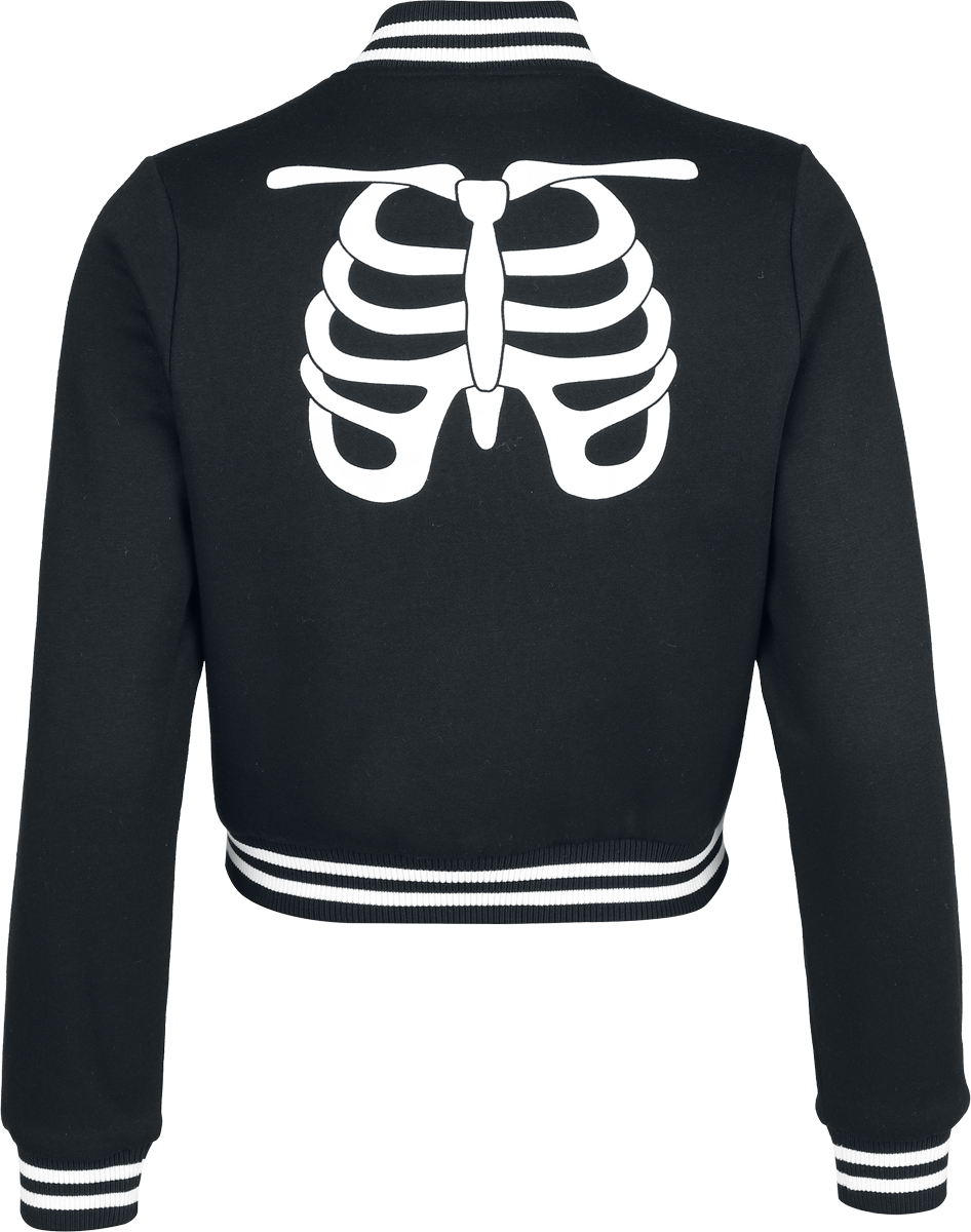 Thumbnail - Hell Bunny Skeleton Girl Jacket Collegejacke schwarz in S