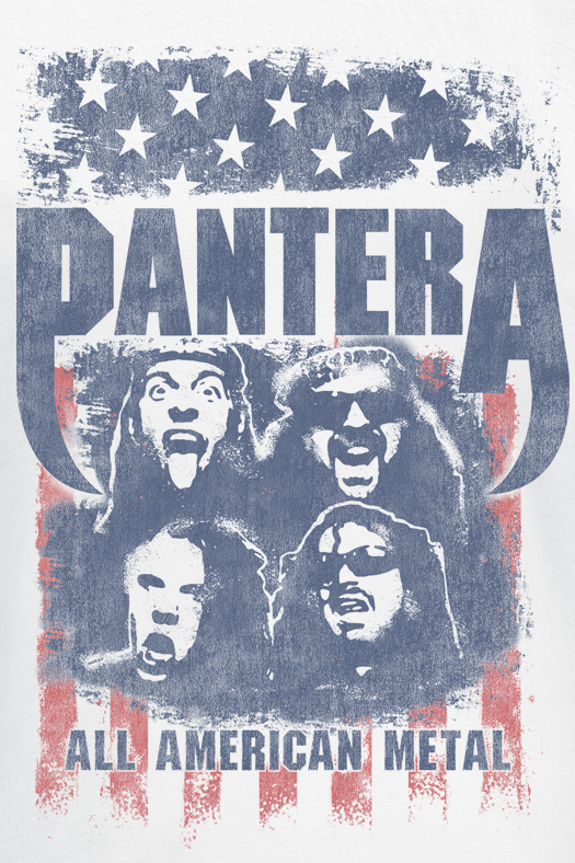 Pantera T-Shirt - All American Metal - S bis XXL - für Männer - Größe XXL - weiß  - Lizenziertes Merchandise!