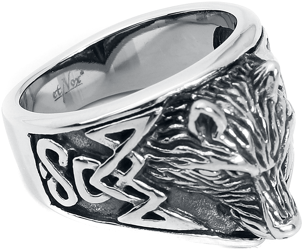 etNox Wolfskopf Ring silberfarben