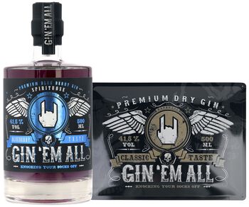 Premium Infused Gin - Blueberry Taste mit EMP Blechschild