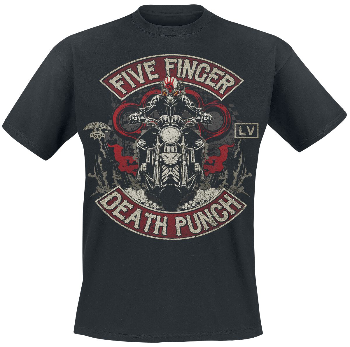 Image of Five Finger Death Punch Biker Skully T-Shirt schwarz