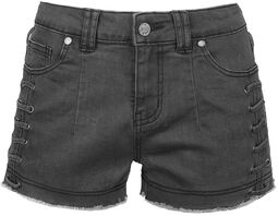 Graue Shorts mit Schnürungen, Black Premium by EMP, Short