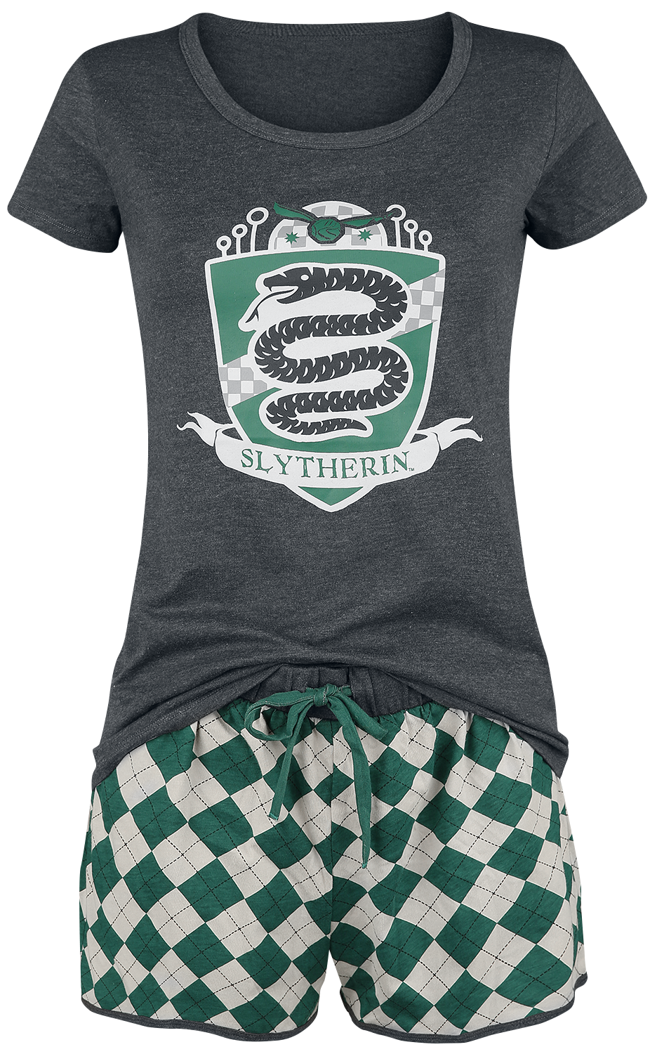 Harry Potter Slytherin Quidditch Schlafanzug grün grau