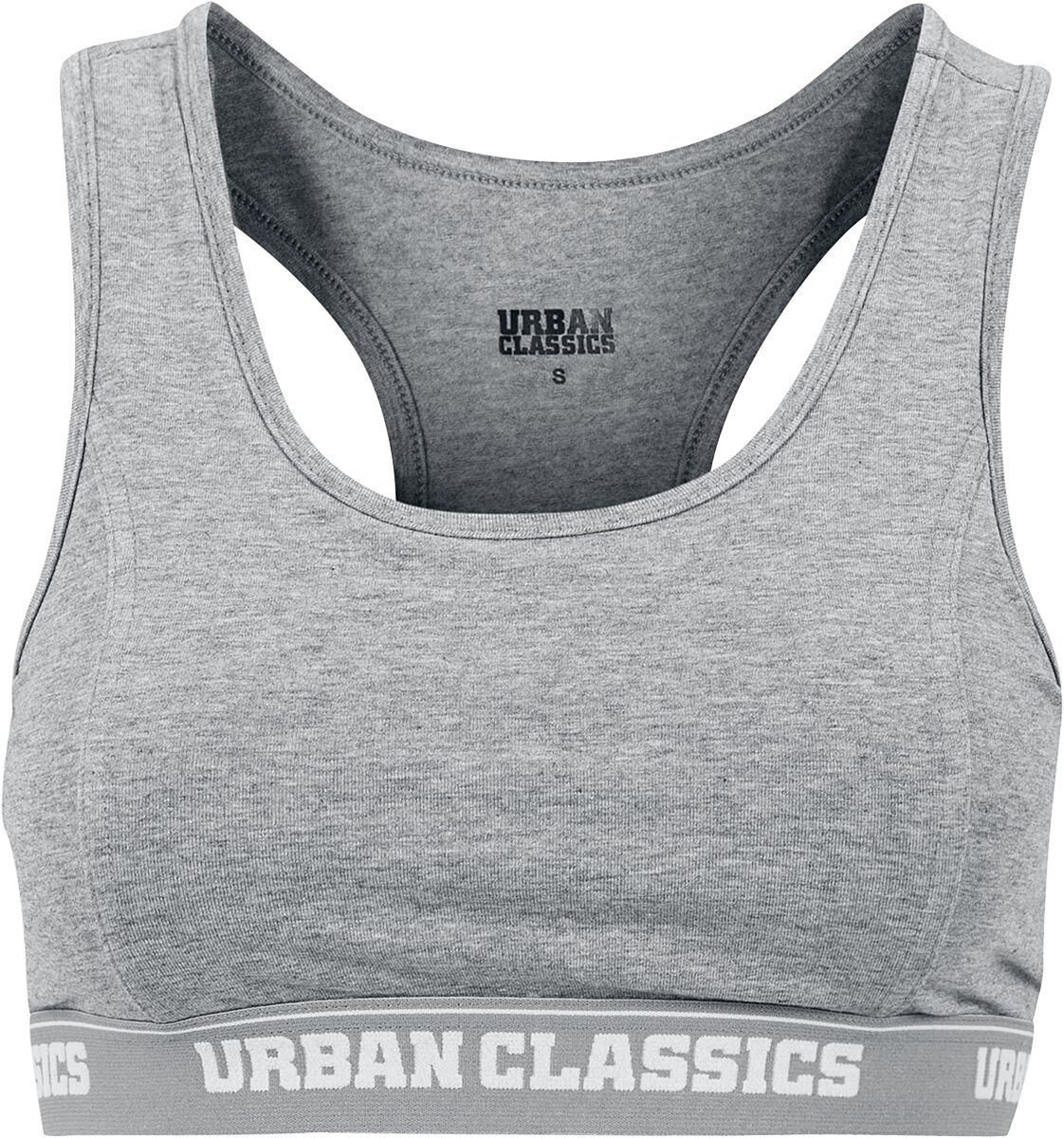 Bustier de Urban Classics - Brassière Logo - XS à S - pour Femme - gris chiné