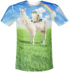 Funshirt Goodie Two Sleeves - Victorious Cat Rides Llamacorn Unleashed