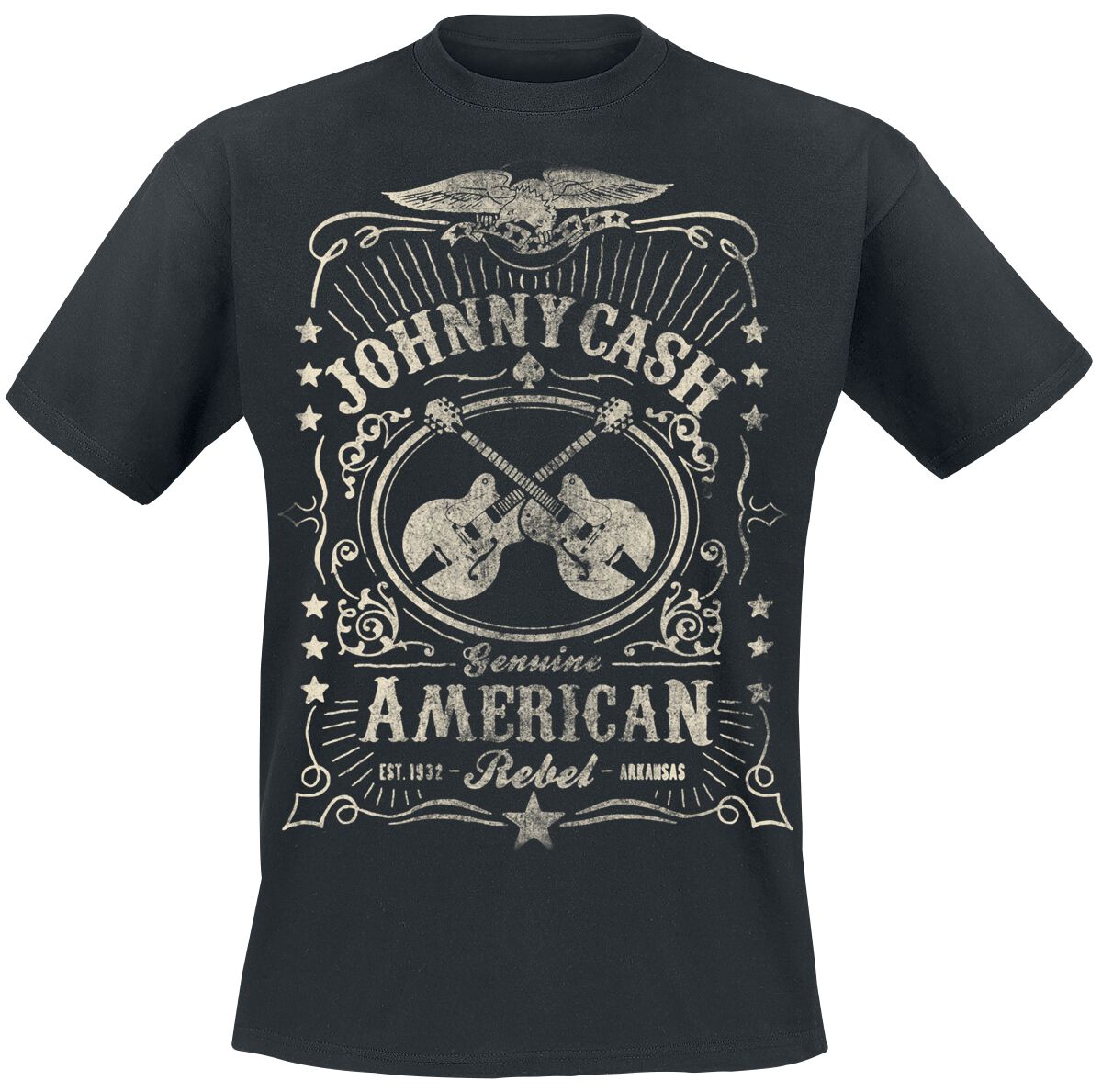 Johnny Cash T-Shirt - American Rebel - S bis 4XL - für Männer - Größe L - schwarz  - Lizenziertes Merchandise!
