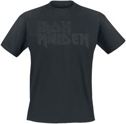 Black On Black Logo Stacked, Iron Maiden, T-Shirt