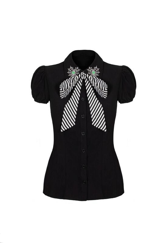 Hell Bunny - Rockabilly Blus - MILLIE BLOUSE - XS 4XL - för Dam - svart/grön