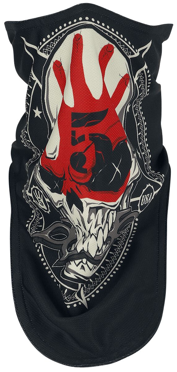 Five Finger Death Punch - Knucklehead Circle Biker Mask - Maske - schwarz|weiß|rot - EMP Exklusiv!
