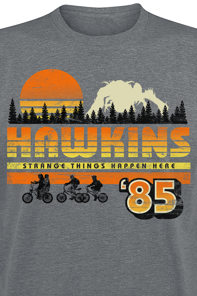 Stranger Things T-Shirt - Hawkings '85 Vintage - S bis XXL - für Männer - Größe S - grau  - Lizenzierter Fanartikel