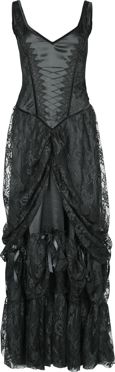 Sinister Gothic Langes Gothickleid Langes Kleid schwarz in XXL