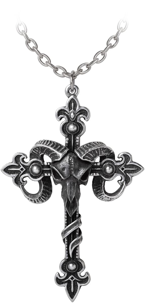 Image of Collana Gothic di Alchemy Gothic - Cross of Baphomet - Unisex - colore argento