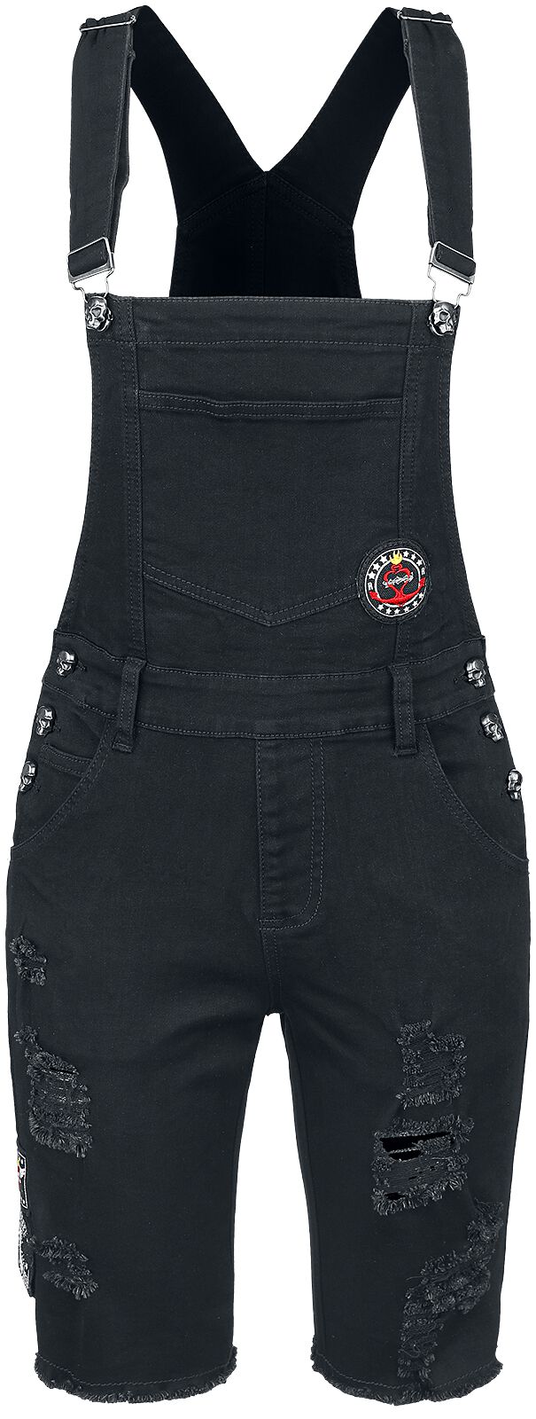 Rock Rebel by EMP - Rock Short - Jeans Latzhose - 27 bis 31 - für Damen - Größe 28 - schwarz