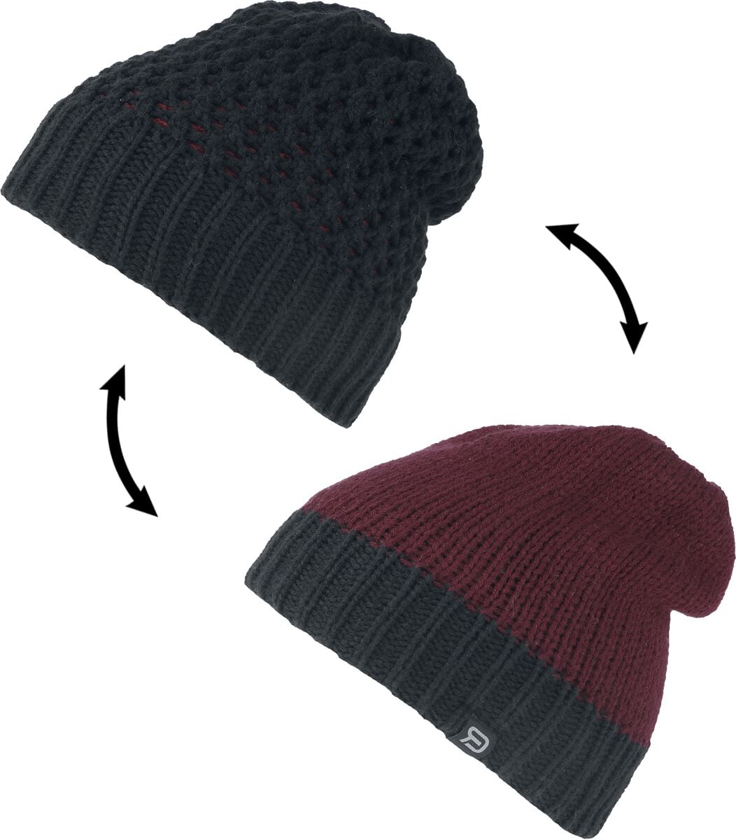 Mütze für Damen  schwarz/rot "Wendebeanie" von RED by EMP