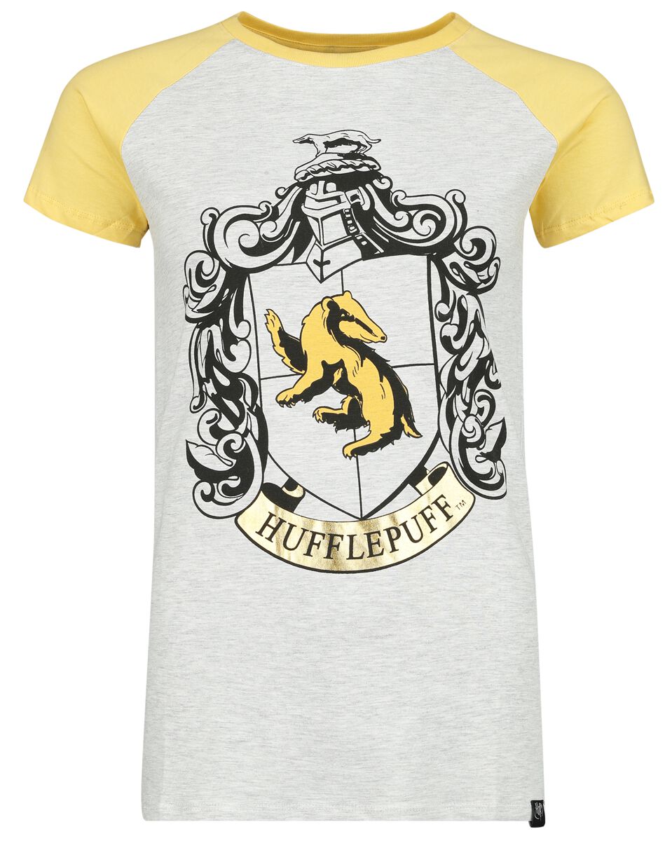 Image of T-Shirt di Harry Potter - Hufflepuff gold - S a XL - Donna - grigio/giallo