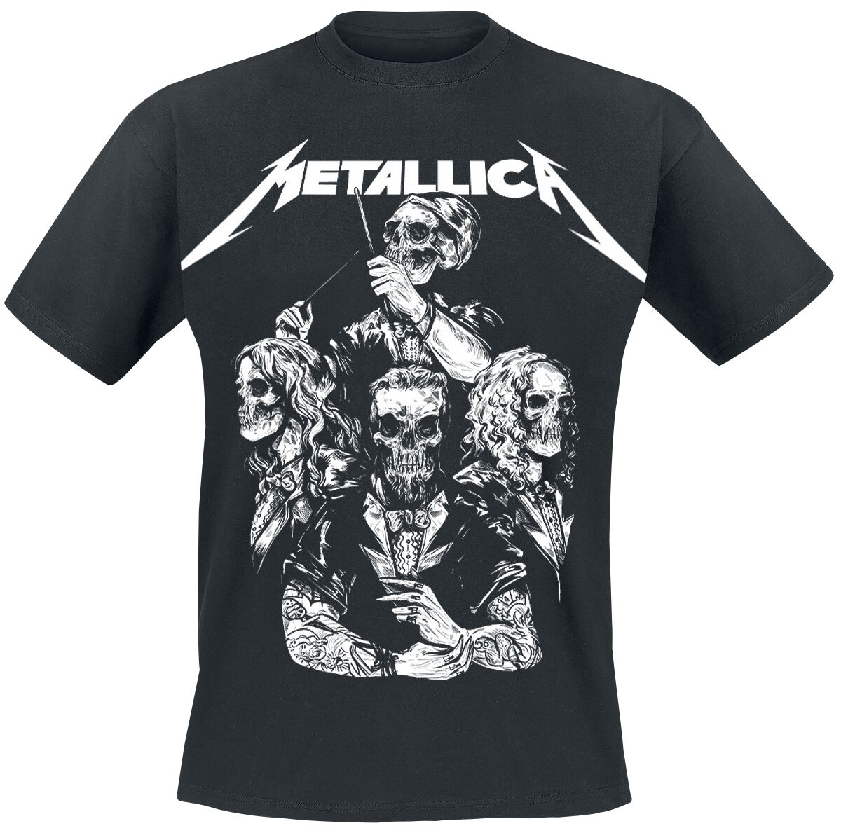 Levně Metallica S&M2 Skull Tux Tričko černá