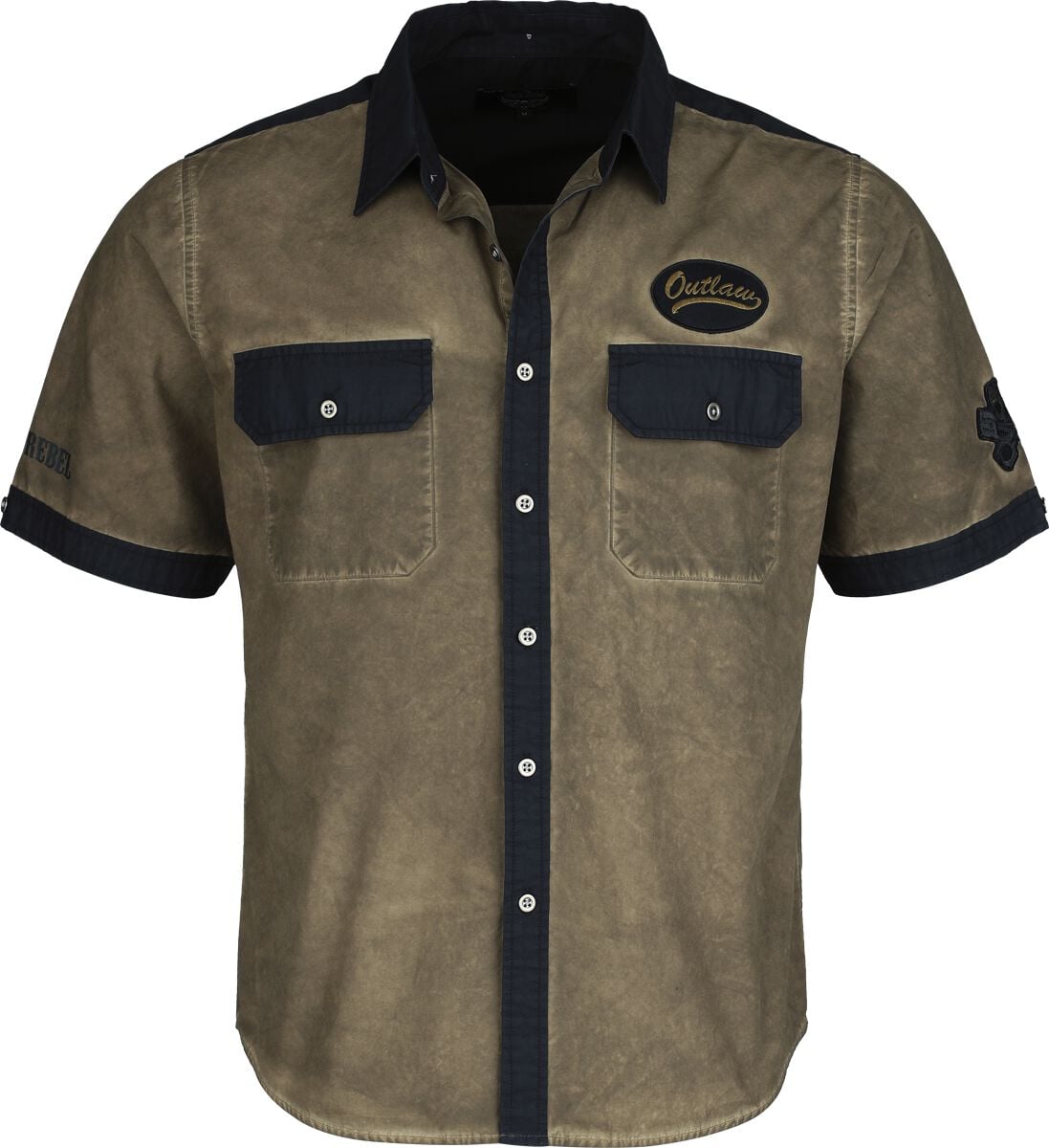 Rock Rebel by EMP Kortermet skjorte - Free Spirit Skjorte - S til XXL - Herrer - khaki