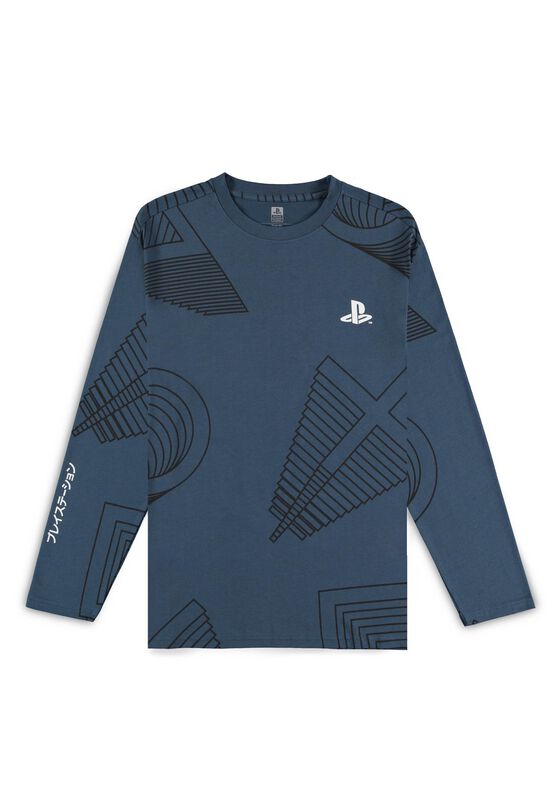 Gaming Langarmshirt - icons - S bis XXL - für Männer - Größe S - dunkelblau - Männer - male