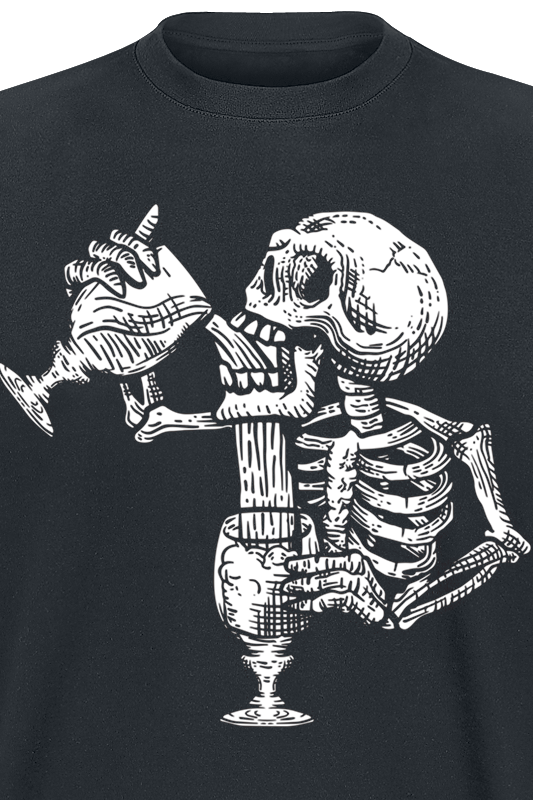 Alkohol & Party Durstiges Skelett T-Shirt schwarz