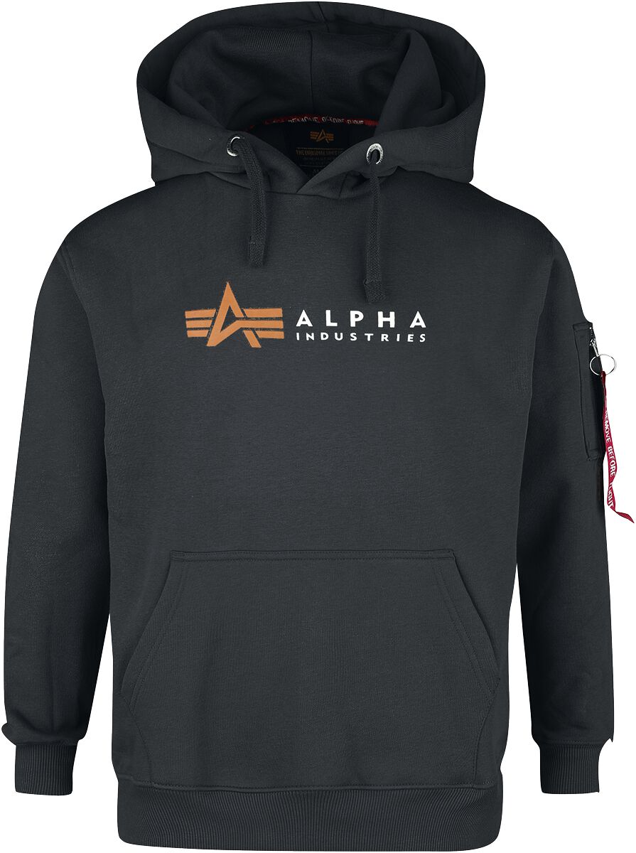 Levně Alpha Industries Mikina s logem Alpha Mikina s kapucí černá