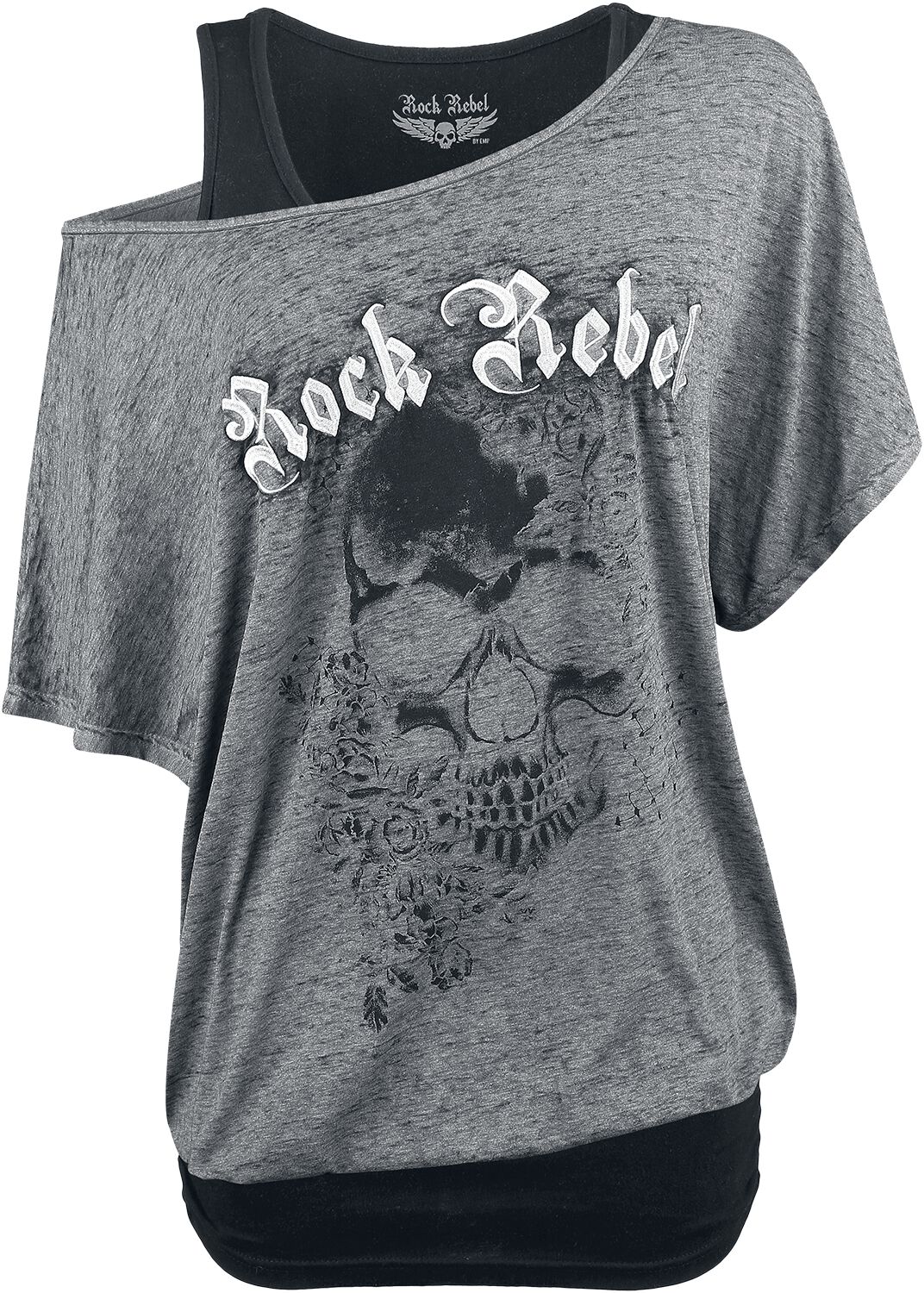 Levně Rock Rebel by EMP When The Heart Rules The Mind Dámské tričko šedá