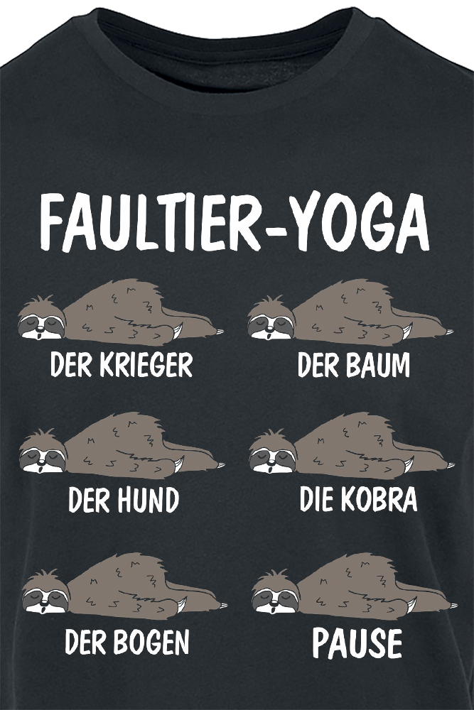 Tierisch Faultier Yoga T-Shirt schwarz