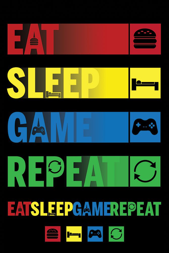 Eat Sleep Game Repeat Eat Sleep Game Repeat Poster multicolour