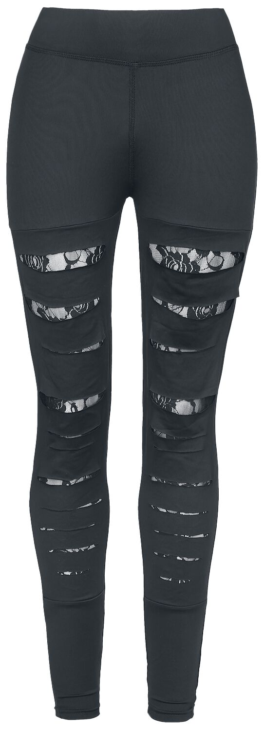 Rotterdamned Women's Leggings with Cuts and Lace Leggings black