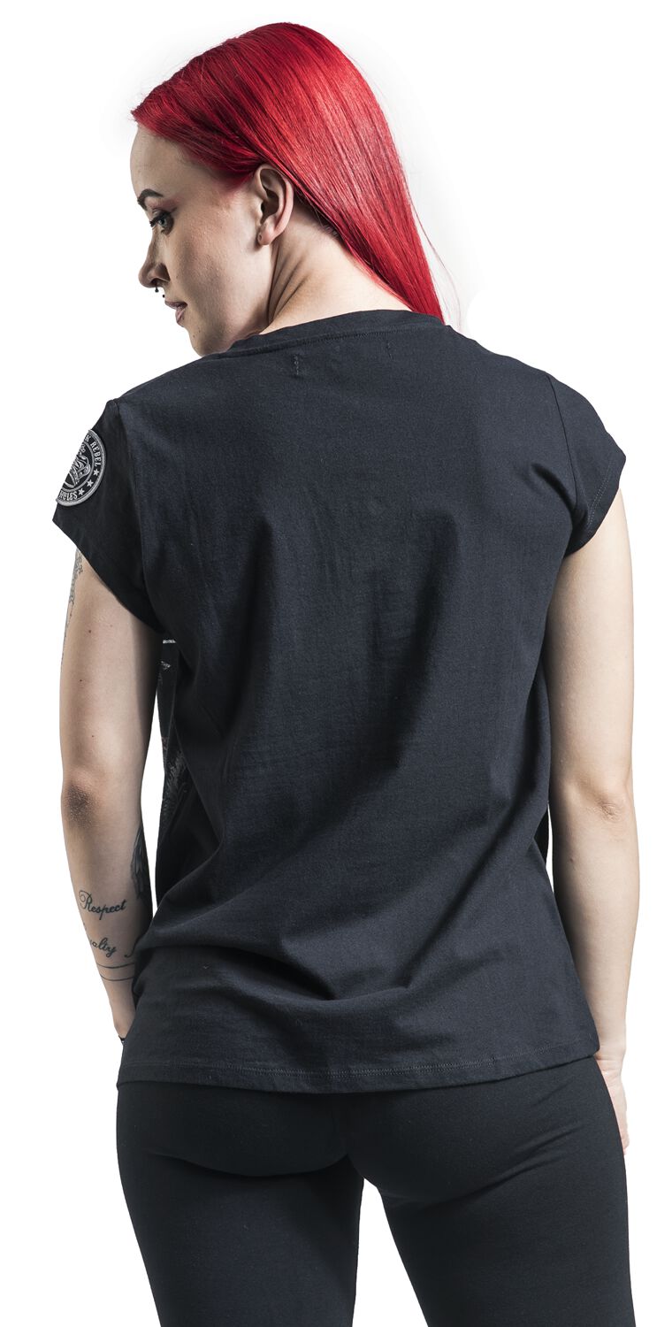 T-Shirt mit auffälligem Skull Print und Schriftzügen T-Shirt schwarz von Rock Rebel by EMP RN12764