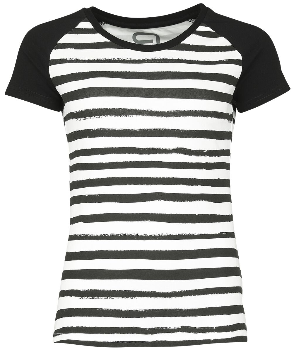 T-Shirt für Damen  weiß/schwarz Short Raglan Road von RED by EMP