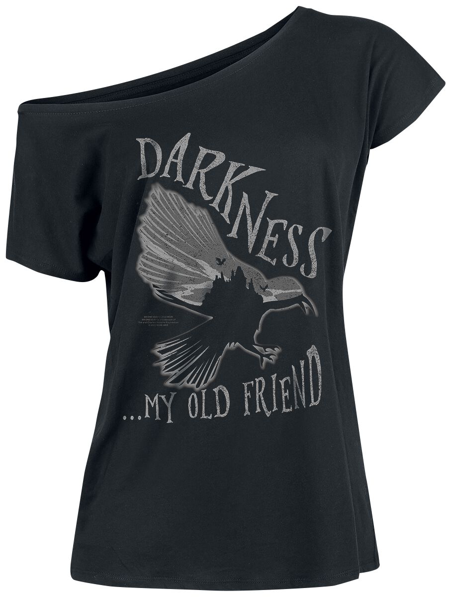 Wednesday T-Shirt - Darkness... My Old Friend - S bis L - für Damen - Größe M - schwarz  - Lizenzierter Fanartikel