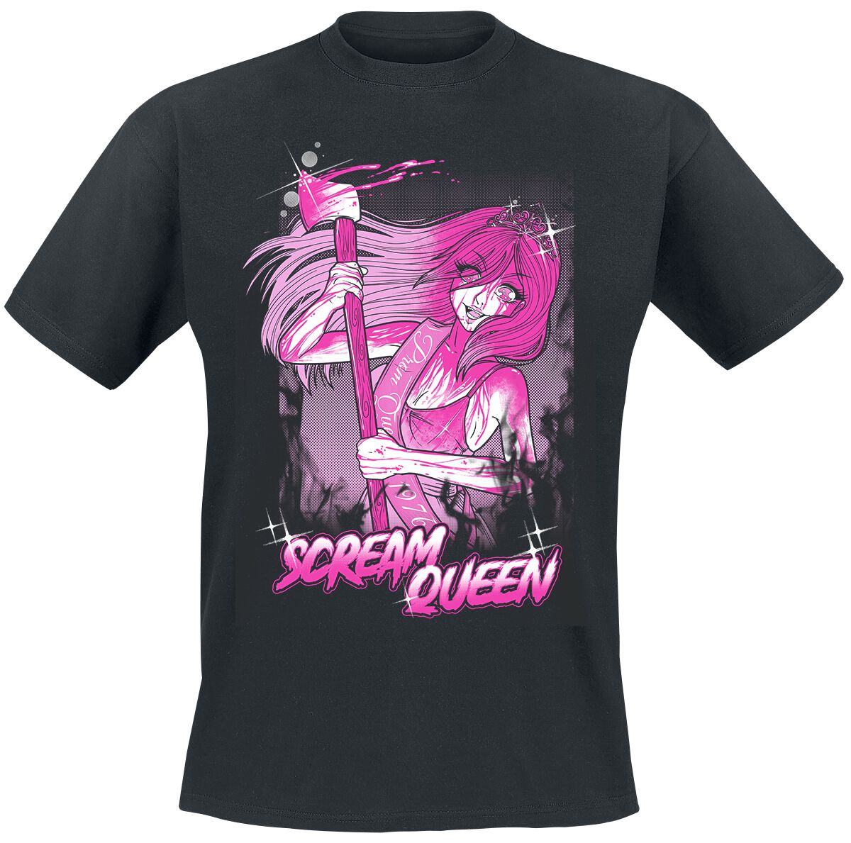 Levně Pinku Kult Scream Queens Tričko černá