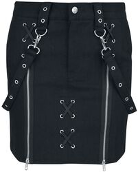Skirt with Eyelets and Straps, Gothicana by EMP, Kurzer Rock