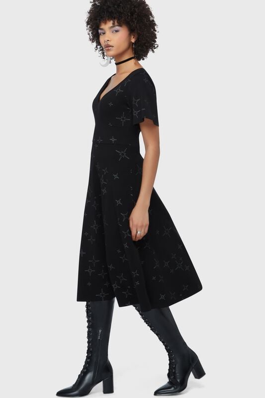 🏷️ Robe mi-longue Gothic de Killstar - Beneath the Eclipse - Etheral Night - Robe Mi-Longue - pour Femme