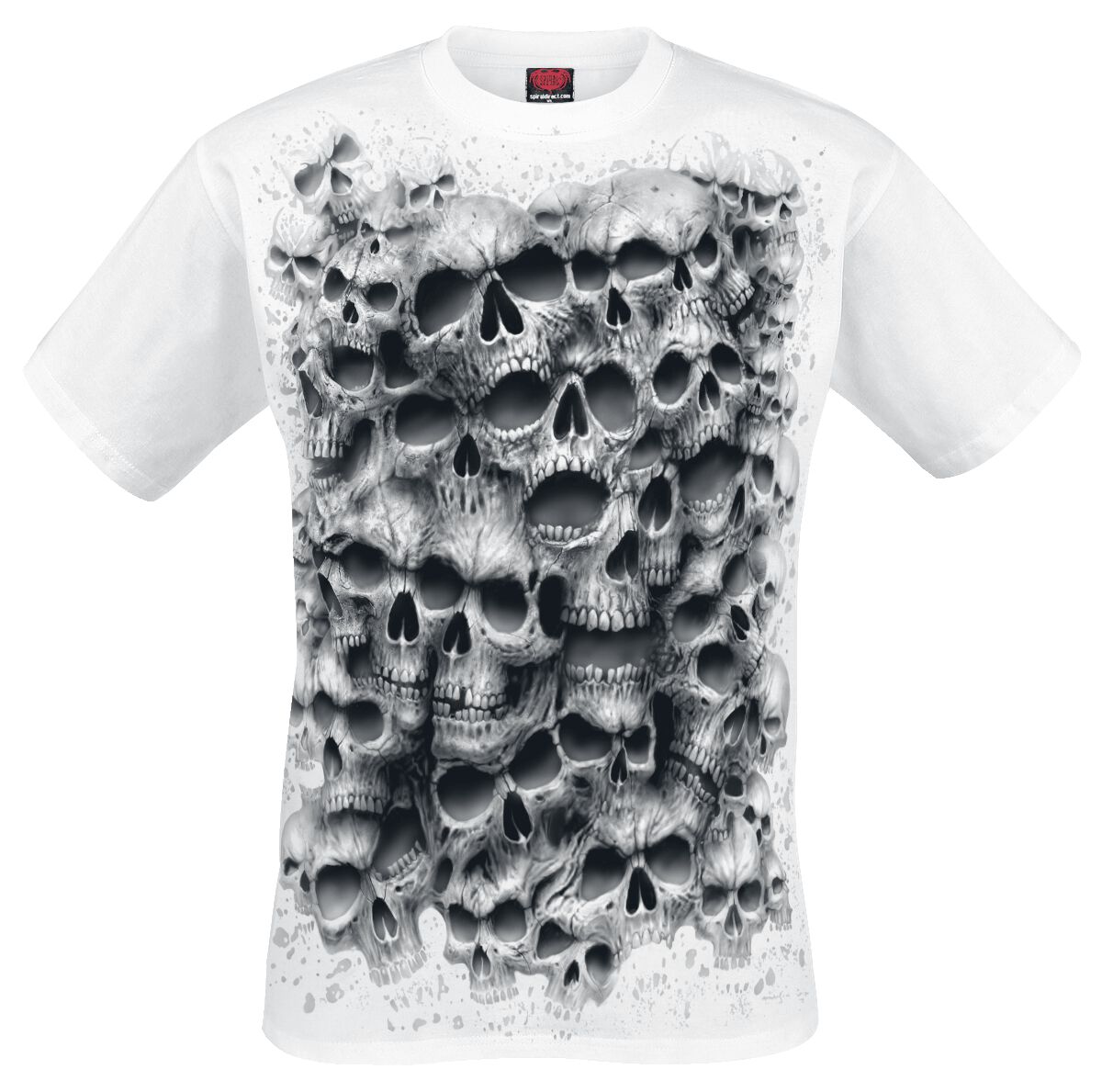 Image of Spiral Twisted Skulls T-Shirt weiß/schwarz