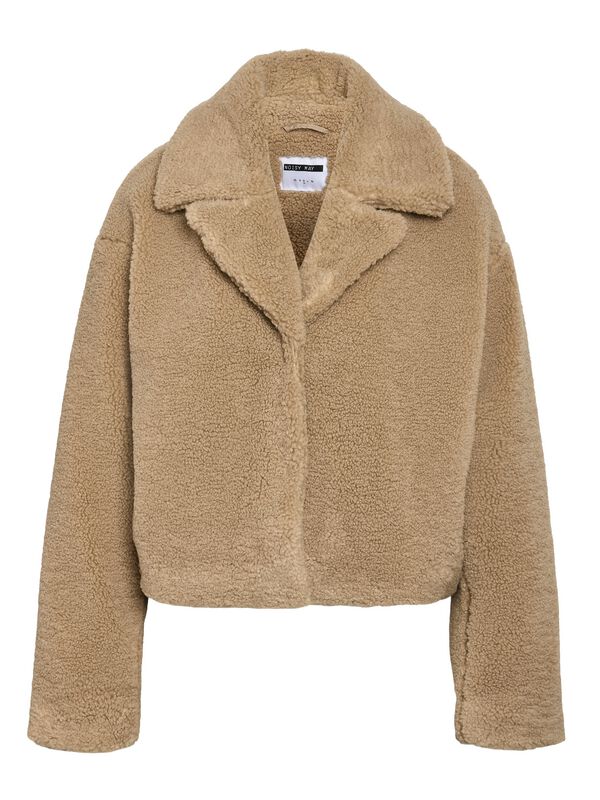 Noisy May Nmnati Crop Teddy Jacket Noos Mid-Season Jacket Brown