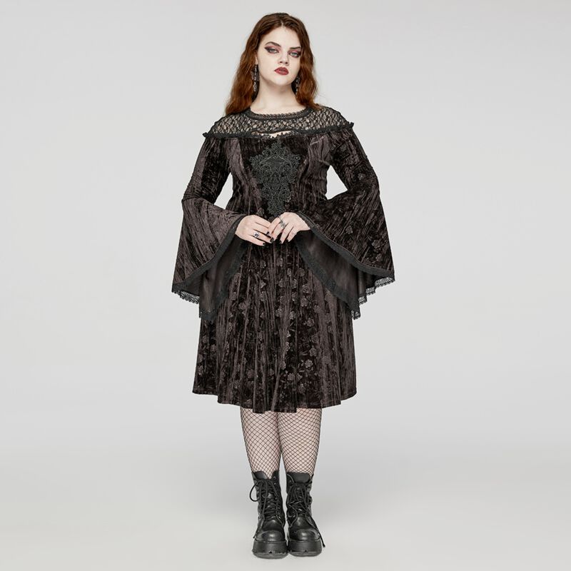 Goth Dark Night Rose Velvet Dress | Punk Rave Kurzes Kleid | EMP