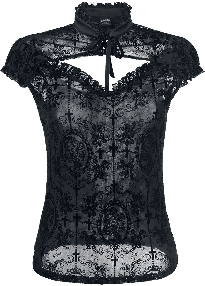 Banned Alternative - Gothic T-Shirt - Dark Lady - XS bis XL - für Damen - Größe XS - schwarz
