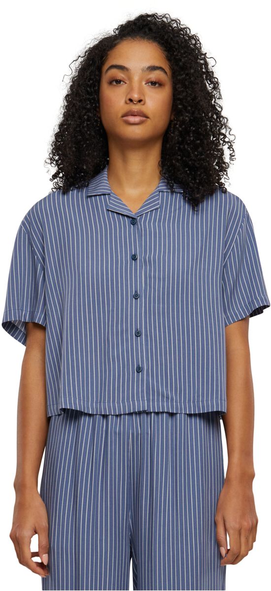 Urban Classics Ladies Viscose Resort Shirt Kurzarmhemd blau in L