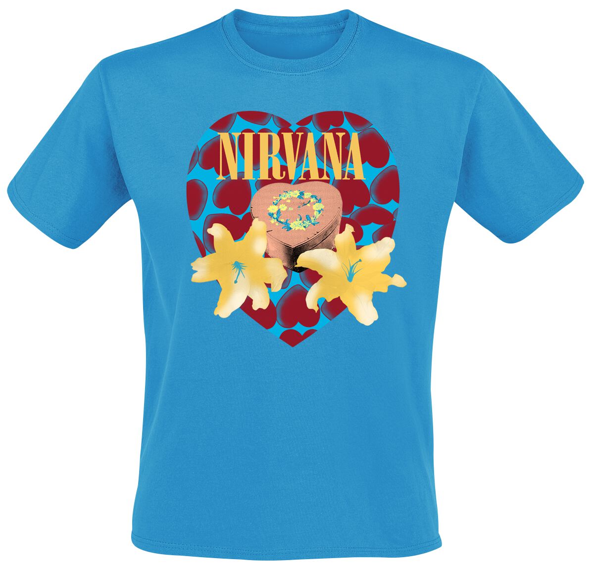 Nirvana T-Shirt - Flower Heart - S bis 3XL - für Männer - Größe XXL - blau  - Lizenziertes Merchandise!