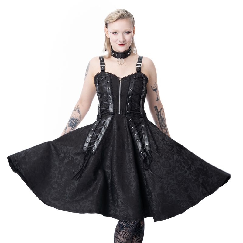 Levně Poizen Industries Šaty Raven Rose Šaty černá