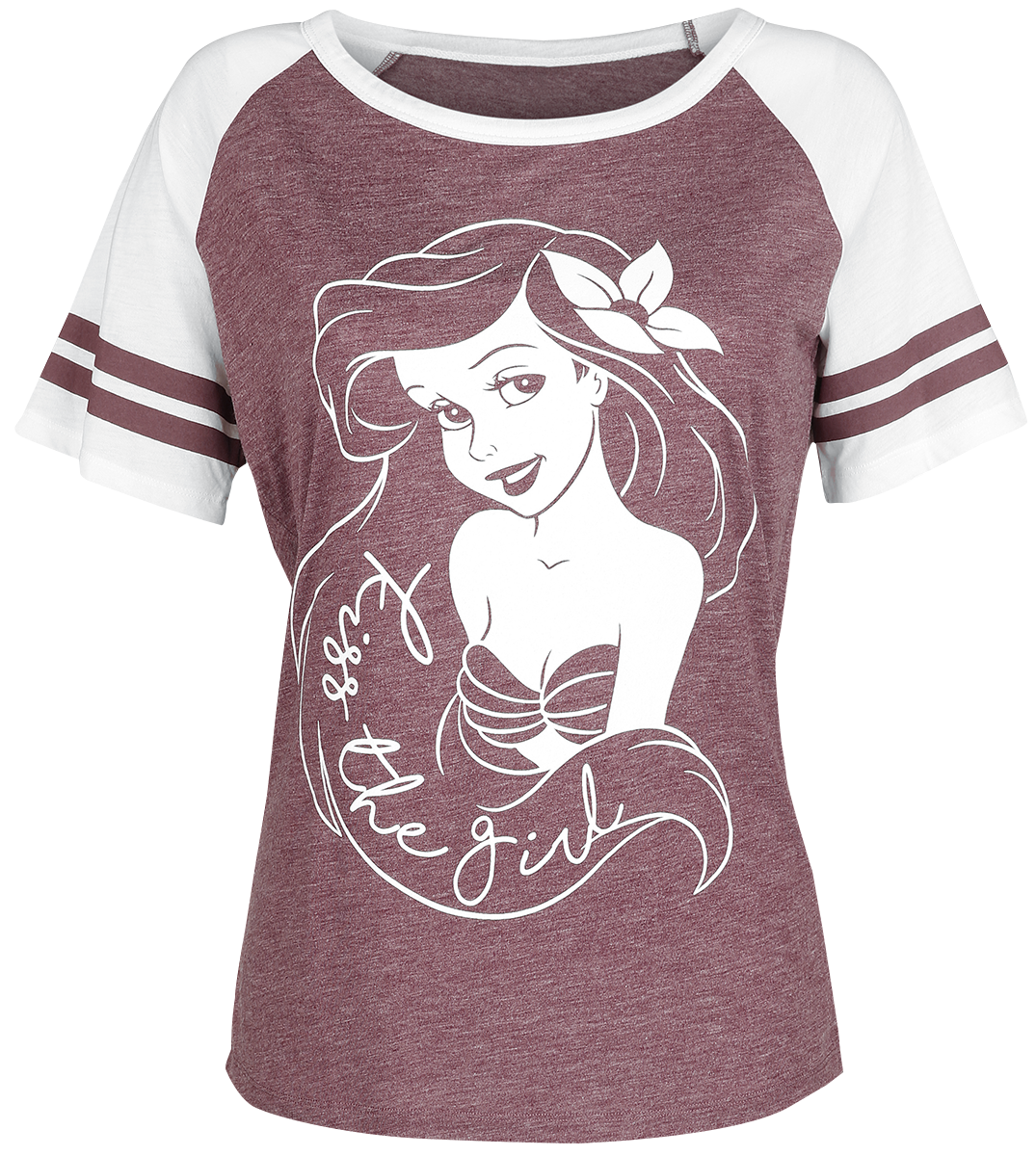 The Little Mermaid - Kiss The Girl - Girls shirt - mottled burgundy/white image