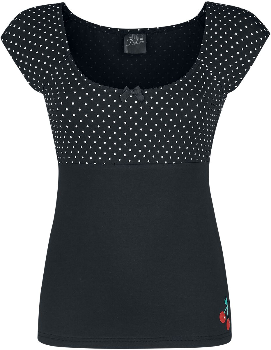 Pussy Deluxe - Rockabilly T-Shirt - Mini Dots Evie Shirt - XS bis XXL - für Damen - Größe XL - schwarz
